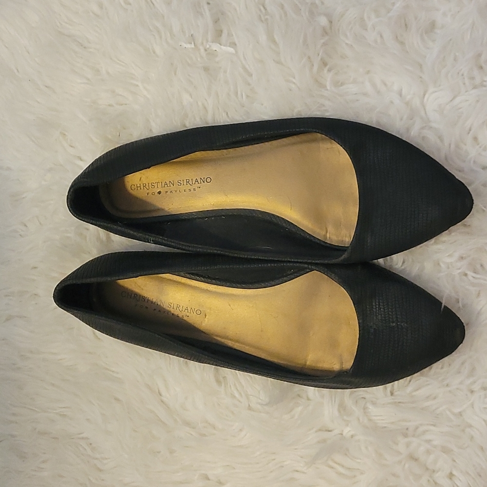 Textured Leather Christian Sirano Simple Flats